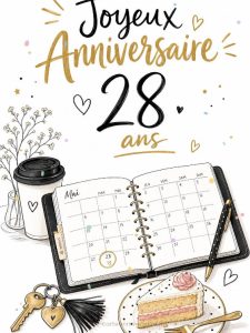 Carte anniversaire 28 ans animée : 28 ans et l'agenda déjà complet