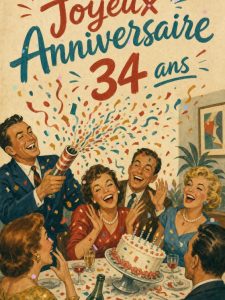 Carte anniversaire 34 ans animée : 34 ans et toujours ce grain de folie