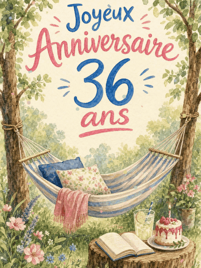 Carte anniversaire 36 ans animée : 36 ans, cap sur la douceur