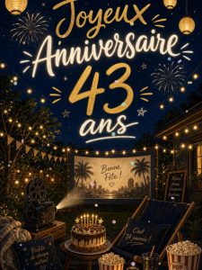 Carte anniversaire 43 ans animée : 43 ans et que la fête continue
