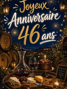 Carte anniversaire 46 ans animée : 46 ans, cuvée d'exception