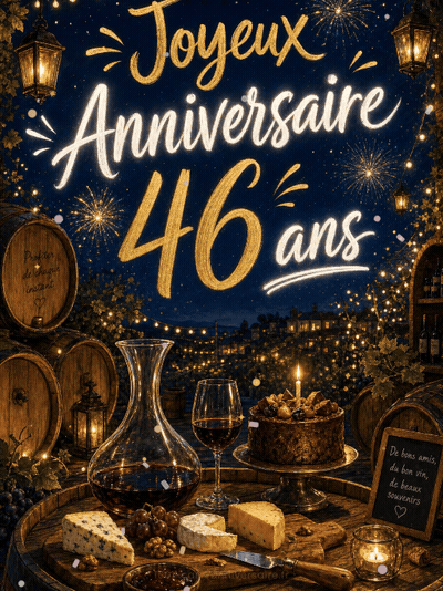 Carte anniversaire 46 ans animée : 46 ans, cuvée d'exception