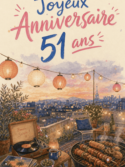 Carte anniversaire 51 ans animée : 51 ans, la fête avant tout