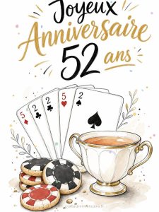 Carte anniversaire 52 ans animée : 52 ans, une fête par semaine