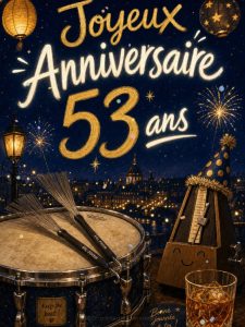 Carte anniversaire 53 ans animée : 53 ans et toujours le bon tempo