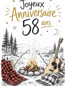 Carte anniversaire 58 ans animée : 58 ans et des étoiles plein les yeux