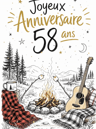 Carte anniversaire 58 ans animée : 58 ans et des étoiles plein les yeux