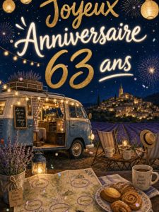Carte anniversaire 63 ans animée : 63 ans et la belle échappée