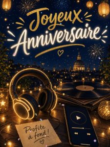 Carte anniversaire ado animée : playlist parfaite sous la lampe