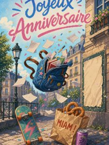 Carte anniversaire ado animée : 17 ans et le contrôle est passé