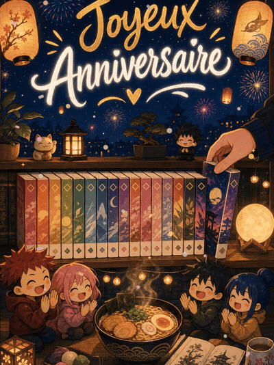 Carte anniversaire ado animée : l'étagère manga enfin complète
