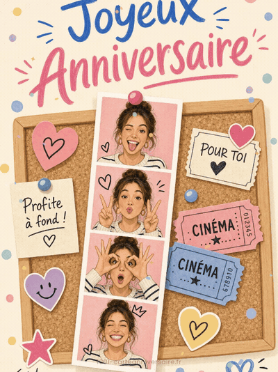 Carte anniversaire ado animée : fous rires au photomaton