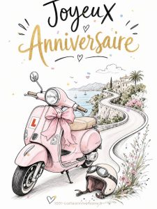 Carte anniversaire ado animée : premier scooter, liberté nouvelle