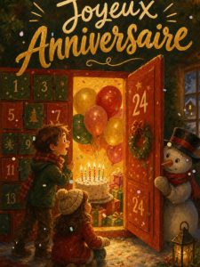 Carte anniversaire enfant animée : la case surprise du calendrier