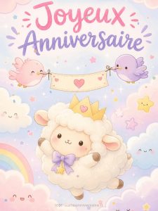 Carte anniversaire enfant animée : le mouton qui rêvait d'être nuage