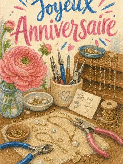 GIF animé : Carte anniversaire femme animée : création de bijoux délicats