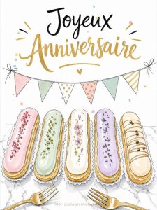 Carte anniversaire femme animée : les éclairs pâtissiers pastel