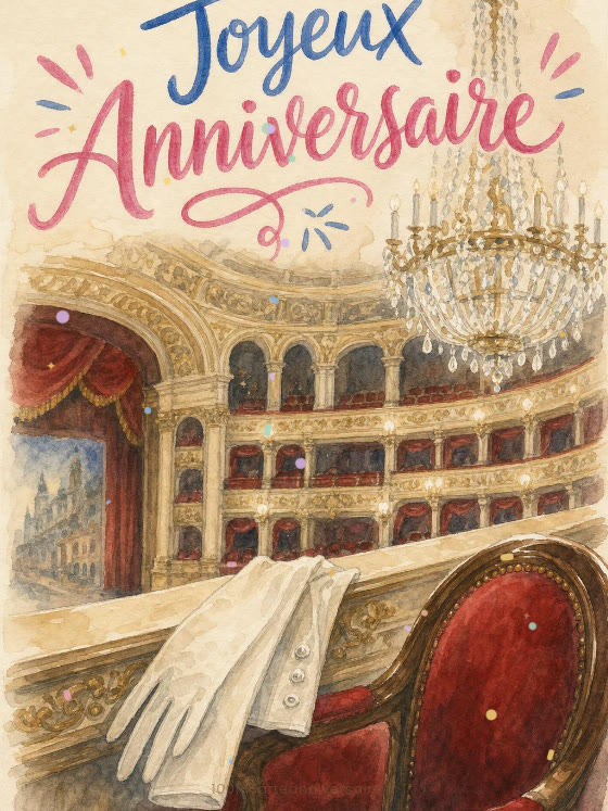 Image JPG : Carte anniversaire femme animée : soirée d'exception à l'opéra