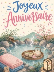 Carte anniversaire femme animée : parenthèse aux sources chaudes