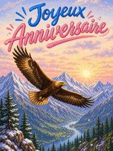 Carte anniversaire homme animée : l'aigle au-dessus des sommets