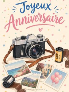 Carte anniversaire homme animée : l'appareil photo argentique