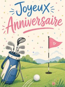 Carte anniversaire homme animée : le putt décisif sur le green
