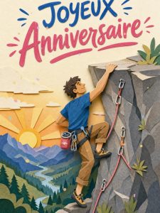 Carte anniversaire homme animée : ascension de la grande falaise
