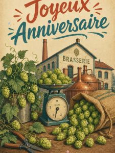 Carte anniversaire homme : récolte du houblon fraîchement coupé