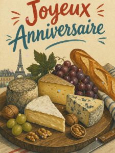 Carte anniversaire homme animée : le plateau de fromages affinés