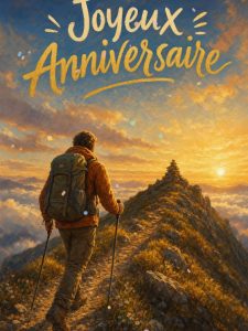 Carte anniversaire homme animée : randonnée sur la ligne de crête
