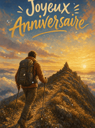 Carte anniversaire homme animée : randonnée sur la ligne de crête