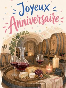 Carte anniversaire homme animée : dégustation au chai centenaire