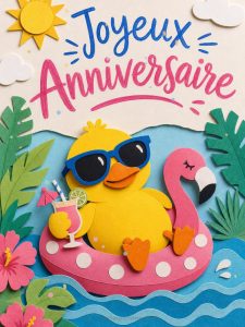 Carte anniversaire humour : le canard en lunettes de star