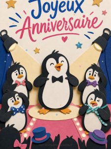 Carte anniversaire humour : le pingouin est déjà en smoking