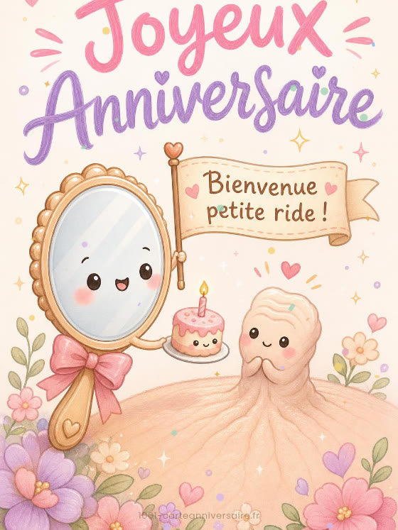 Image JPG : Carte anniversaire humour animée : une ride de plus, une amie de plus