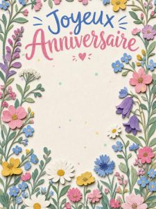 Carte anniversaire à imprimer animée : fleurs liberty à l'anglaise