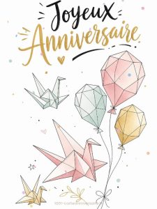 Carte anniversaire à imprimer animée : vœux pliés façon origami