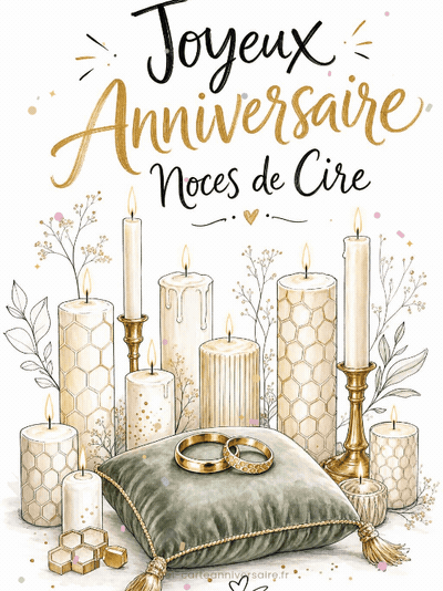 GIF animé : Carte anniversaire de mariage animée : quatre ans à la douce flamme