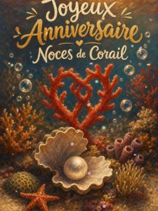 Carte anniversaire de mariage animée : 11 ans au cœur du lagon corail
