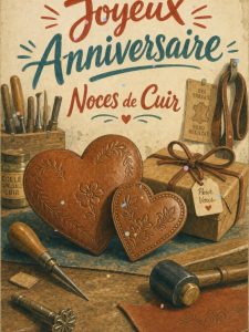 Carte anniversaire de mariage animée : deux ans cousus main