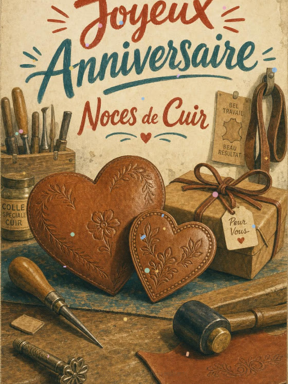 Image JPG : Carte anniversaire de mariage animée : deux ans cousus main