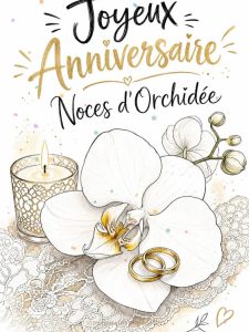 Carte anniversaire de mariage animée : 55 ans, l'orchidée rare