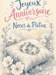 Carte anniversaire de mariage animée : 70 ans, l'amour platine