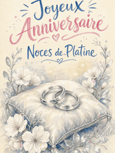 Carte anniversaire de mariage animée : 70 ans, l'amour platine