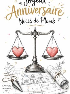 Carte anniversaire de mariage animée : 14 ans solides comme le plomb