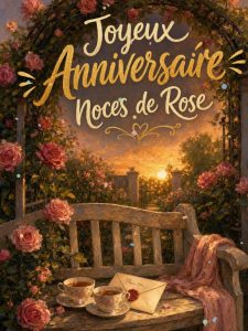 Carte anniversaire de mariage animée : 17 ans, l'amour couleur rose