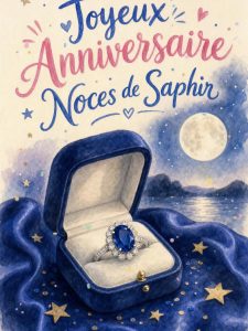 Carte anniversaire de mariage animée : 16 ans d'un bleu précieux