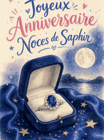 GIF animé : Carte anniversaire de mariage animée : 16 ans d'un bleu précieux