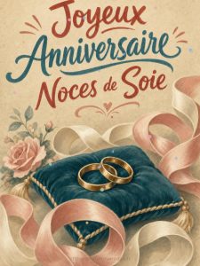 Carte anniversaire de mariage animée : 12 ans de douceur soyeuse