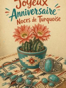 Carte anniversaire de mariage animée : 18 ans d'un amour turquoise